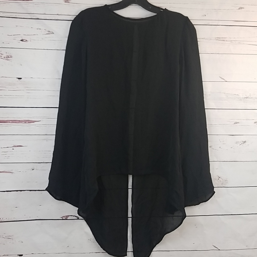 ZARA Woman Black Sheer Tailed Open Back Top